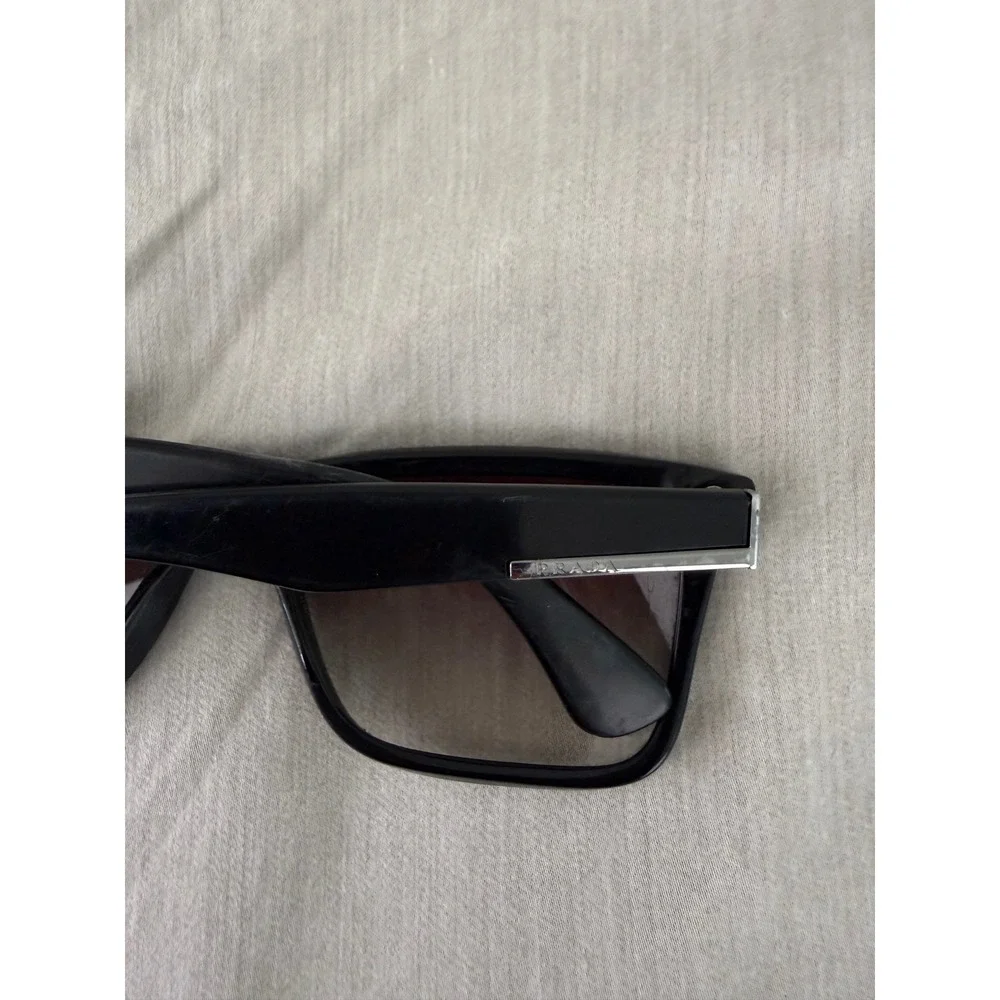Prada SPR01P Black Square Sunglasses Gradient Lens Silver Logo Made in Italy